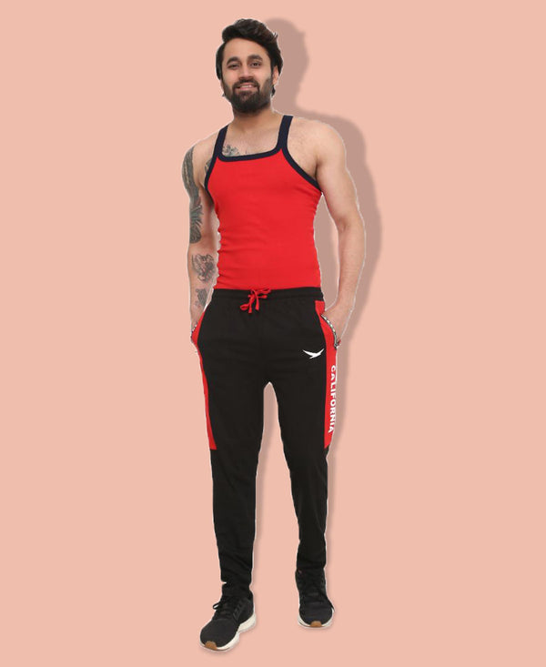HiFlyers Mens Black-Red Trackpants