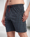 T.T. Men Regular Fit Cotton Polyster Printed Short With Zip Pocket Pack Of 1-Black Geometric