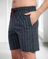 T.T. Men Regular Fit Cotton Polyster Printed Short With Zip Pocket Pack Of 1-Black Geometric