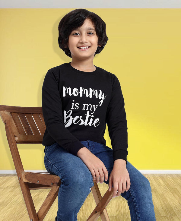 HiFlyers Boys Regular Fit | Premium Cotton Fleece |Full Sleeves|Round Neck|Trendy Winter Wear| Sweatshirts For Boys And Girls -Black