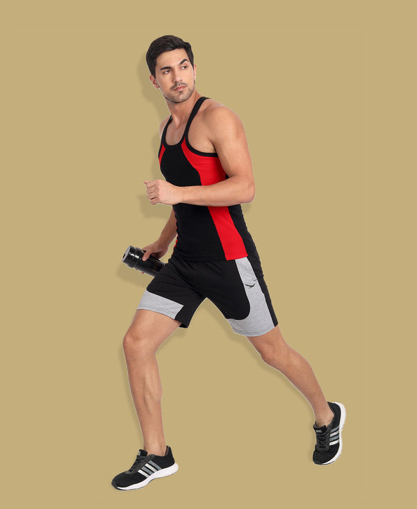 HiFlyers Men Black-Grey Knitted Sports Shorts