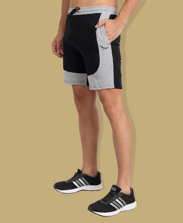 HiFlyers Men Black-Grey Knitted Sports Shorts