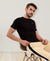 T.T. Men Slim Fit 100% Cotton Cool Round Neck Half Sleev Solid Tshirt Black