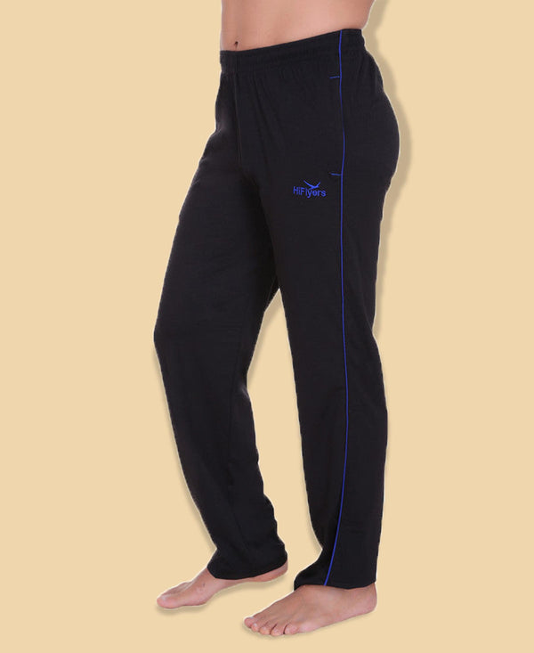 HiFlyers Mens Black Comfort FitSolid Trackpant