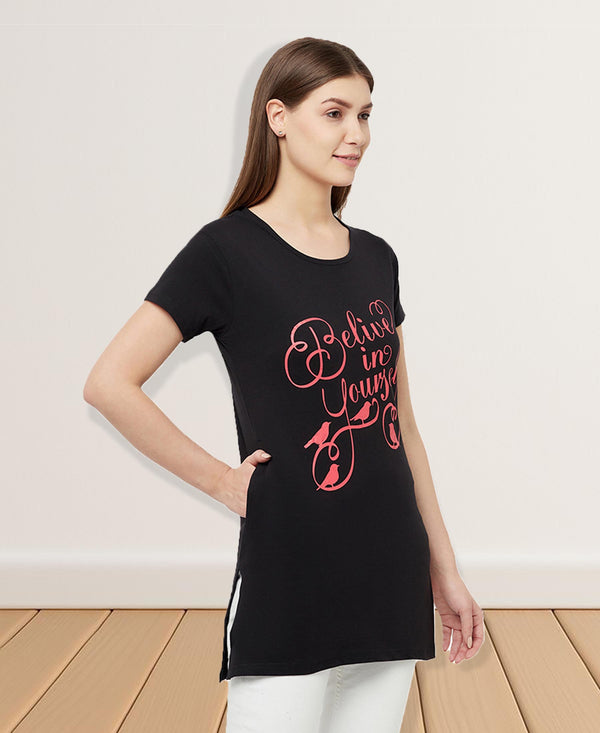 T.T. Women Black Regular Printed Tunic
