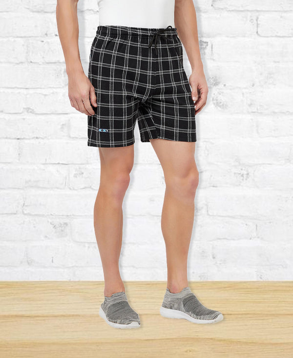 T.T. Men Cool Check Shorts Pack Of 1 Black
