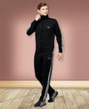 HiFlyers Mens Black Regular FitSolid Fleece Tracksuit