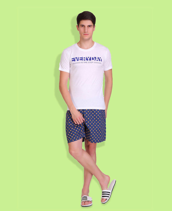 HiFlyers Men Printed Cotton Boxer Short Blue