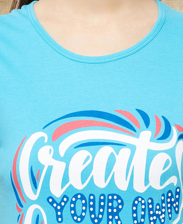 T.T. Women Sky Blue Regular Printed Tunic