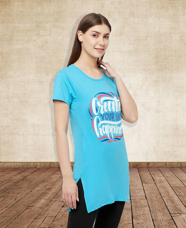 T.T. Women Sky Blue Regular Printed Tunic
