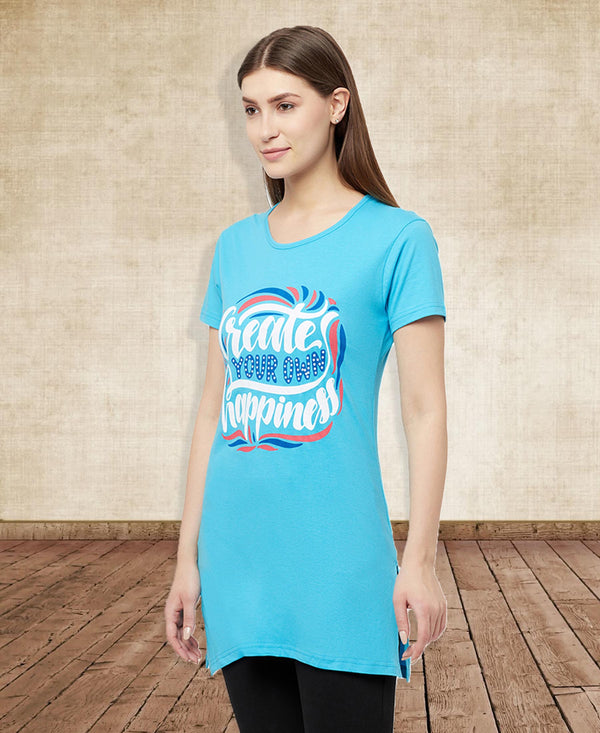 T.T. Women Sky Blue Regular Printed Tunic