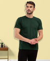 T.T. Men Eco Friendly (Cotton Rich) Recycled Fabric Solid Round Neck Regular Fit Bottle Green