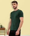 T.T. Men Eco Friendly (Cotton Rich) Recycled Fabric Solid Round Neck Regular Fit Bottle Green
