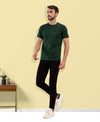 T.T. Men Eco Friendly (Cotton Rich) Recycled Fabric Solid Round Neck Regular Fit Bottle Green