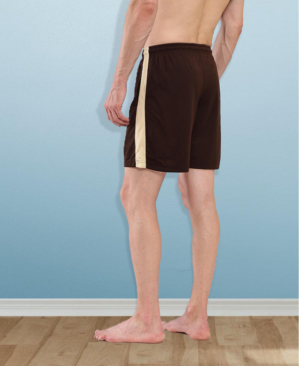 T.T. Men Regular Fit Poly Jersey Cut And Sew Bermuda Short Pack Of 2-Brown-Maroon