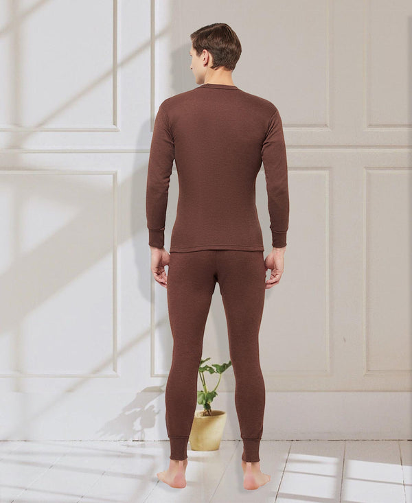 T.T. Mens Brown Slim FitSolid Hotpot Thunder Thermal Top