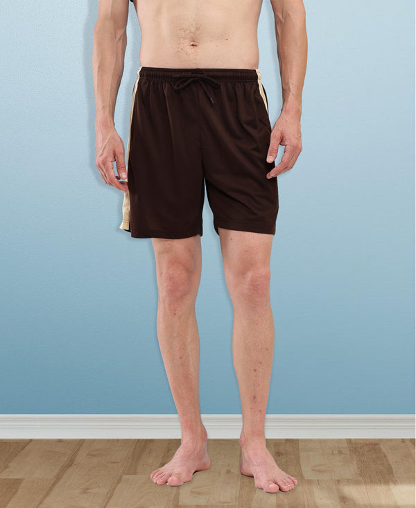 T.T. Men Regular Fit Poly Jersey Cut And Sew Bermuda Short Pack Of 2-Brown-Maroon