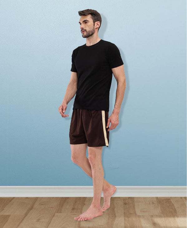 T.T. Men'S Poly Jersey Cut & Sew Short -Brown