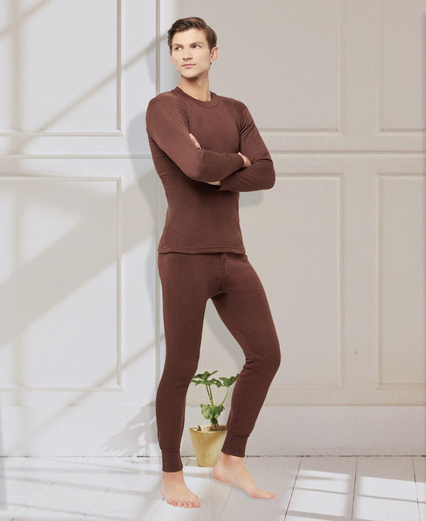 T.T. Mens Brown Slim FitSolid Hotpot Thunder Thermal Top