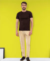 T.T. Men Eco Friendly (Cotton Rich) Recycled Fabric Solid Round Neck Regular Fit Coffee Brown