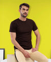 T.T. Men Eco Friendly (Cotton Rich) Recycled Fabric Solid Round Neck Regular Fit Coffee Brown