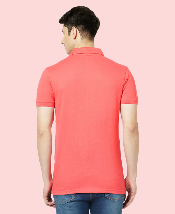 HiFlyers Men'S Solid Regular Fit Polo T-Shirt With Pocket -Cherry