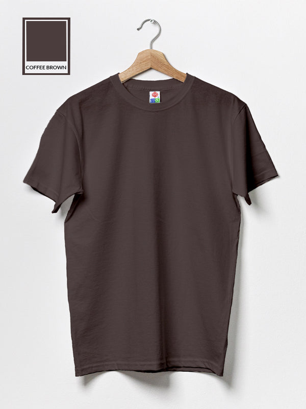 T.T. Men'S Eco Friendly (Cotton Rich) Recycled Fabric Solid Regular Fit Round Neck T-Shirt Pack Of 5 -Coffee-Navy-Red-Black-Maroon