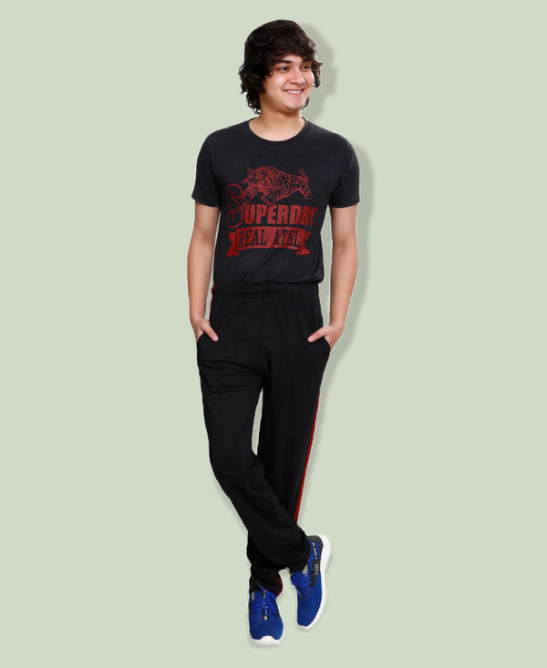 T.T. Men Cotton Track Pants - Black