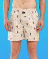HiFlyers Men Regular Fit Printed Super Combed Cotton Woven Boxer Short Pack Of 1 Cream