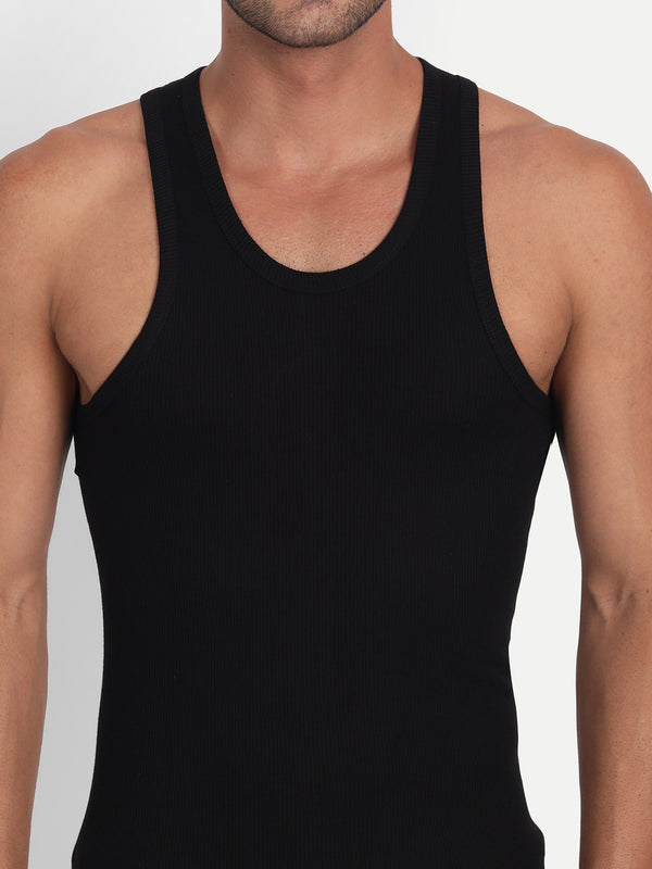 T.T. Mens Black Derby Vest (Pack Of 2)