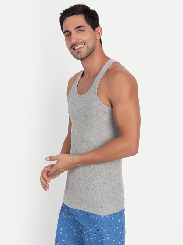 T.T. Men Derby Vest -Black White: Grey Mã©Lange (Pack Of 3)