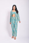 Turquoise printed 3 piece co ord set