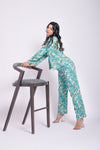 Turquoise printed 3 piece co ord set