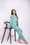 Turquoise printed 3 piece co ord set