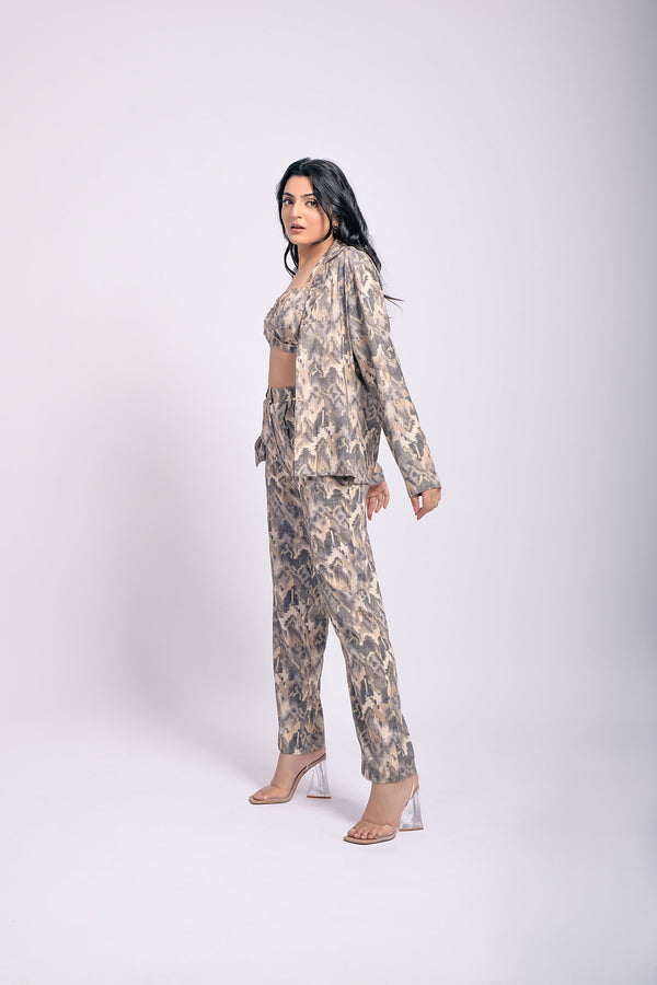 Gray printed 3 piece cord