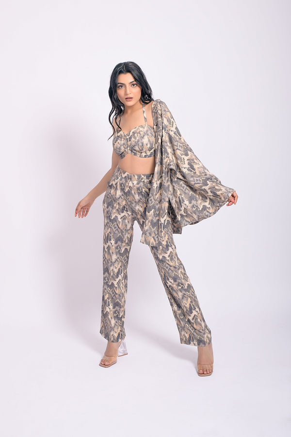 Garden Party Gray Printed 3 Piece Cord