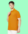 HiFlyers Men'S Solid Regular Fit Polo T-Shirt With Pocket -Dark Mustard