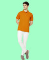 HiFlyers Men'S Solid Regular Fit Polo T-Shirt With Pocket -Dark Mustard