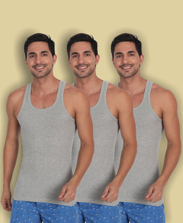 T.T. Men Derby Grey Vest (Pack Of 3)
