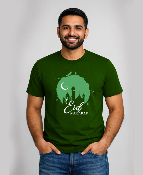 T.T. Men|Eid Special Printed Tees|Round Neck|Half Sleeves|Cotton Blended Tees For Men|Regular Fit|(Non Returnable/ Non Exchangeable Item)|Olive