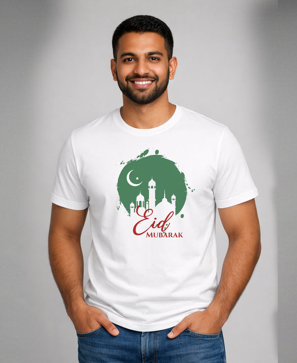 T.T. Men|Eid Special Printed Tees|Round Neck|Half Sleeves|Cotton Blended Tees For Men|Regular Fit|(Non Returnable/ Non Exchangeable Item)|White