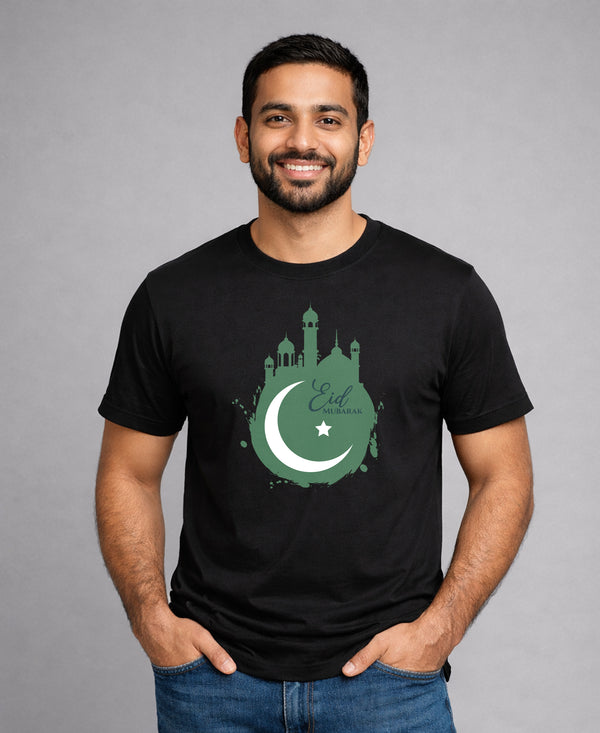 T.T. Men|Eid Special Printed Tees|Round Neck|Half Sleeves|Cotton Blended Tees For Men|Regular Fit|(Non Returnable/ Non Exchangeable Item)|Black
