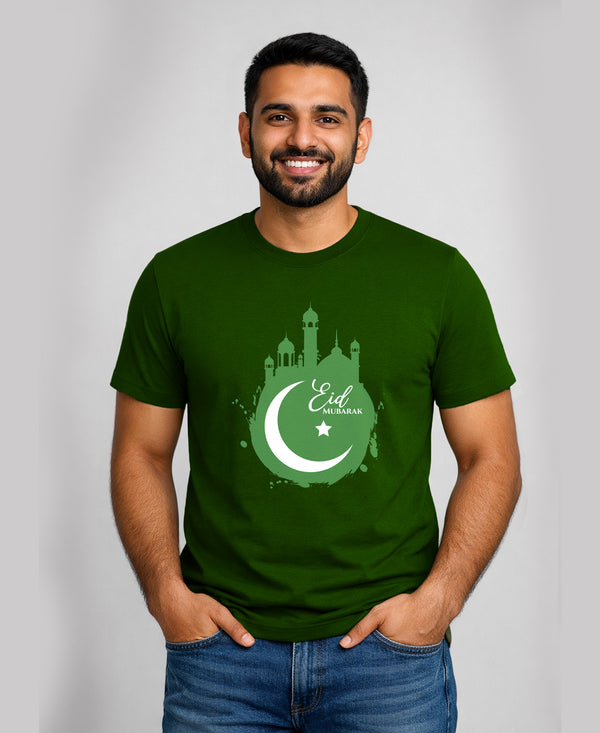 T.T. Men|Eid Special Printed Tees|Round Neck|Half Sleeves|Cotton Blended Tees For Men|Regular Fit|(Non Returnable/ Non Exchangeable Item)|Olive
