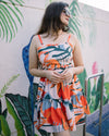 Garden Party Orange Tropical Dress