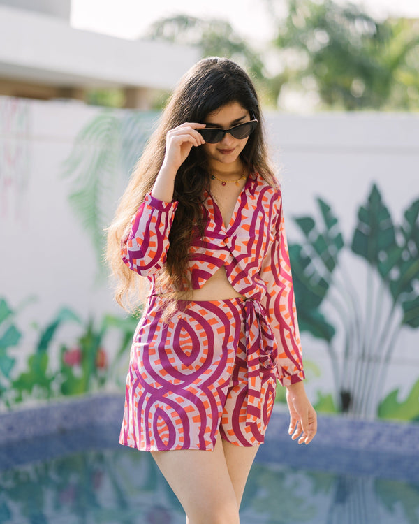 Garden Party Magenta Printed Co Ord Set (Combo)