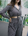Black printed co ord set