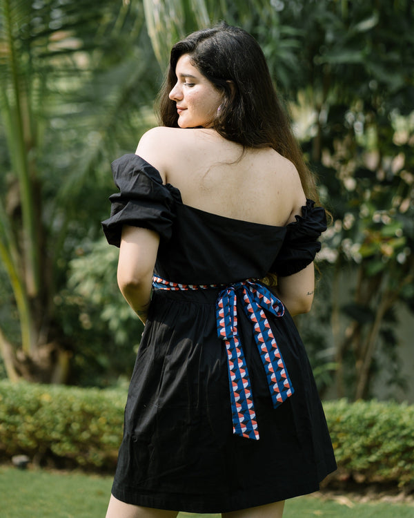 Garden Party Black Off Shoulder Dress