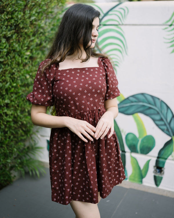 Brown floral dress