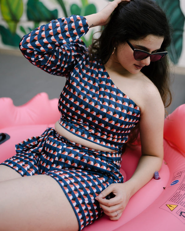 Geomatrical printed co ord set