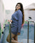 Blue satin shirt dress